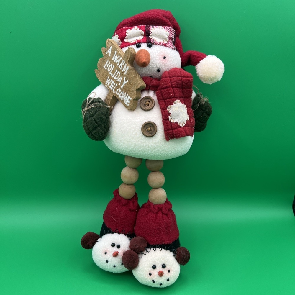 Welcoming, 13" SNOWMAN CHRISTMAS DECORATION with a warm holiday welcome SIGN
